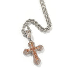 Trend Cross Pendant Necklaces Fashion Hip Hop Rapper's Iced Out Zirconia Stainless Steel Rope Chain on Neck HommeJewelry OHP141