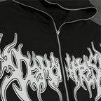 Grunge Zip Up Hoodie Streetwear Letter Printed Long Sleeved Sweatshirt Gothic Punk Y2k Autumn/Winter Men's Hoodie Men's Top