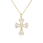 HECHENG,High Quality Crystal Shiny Zirconia Cubic Zircon Necklace Pendant Cross Jesus Christ Gold Colour Jewelry Gift for Women