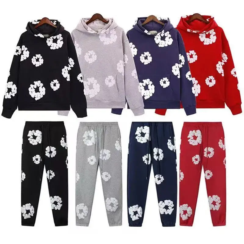 2026New brand hot sale New fashion foam print hoodie, European and American fashion men's sports suit, lovers' same suit