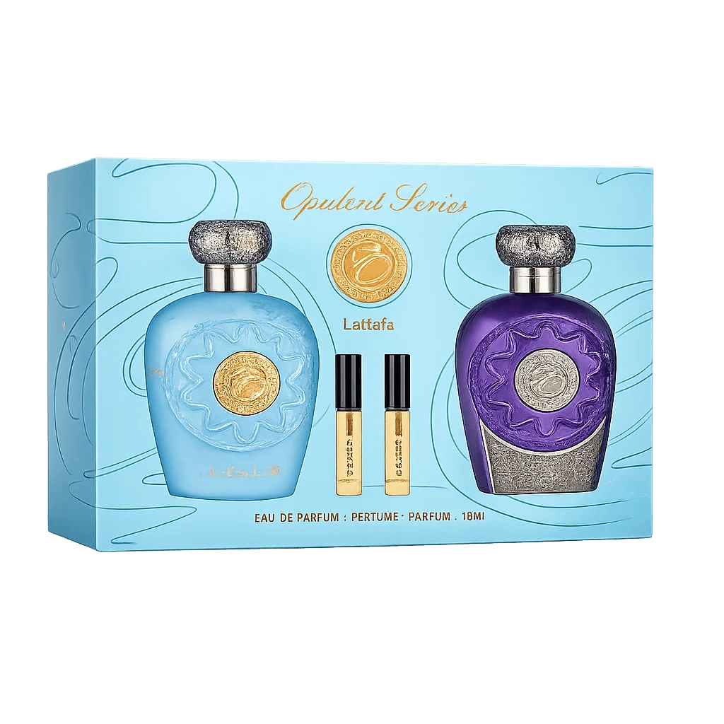 LATTAFA gift box OPULENT DUBAI ML & BLUE OUD ELIXIR 100ML unisex ORIENTAL fruity wooded fruity perfume