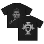Cristiano Ronaldo Soccer Superstar Fashion Print Short Sleeve Cotton T-shirt Men Women Worn American Style Summer Retro Trend