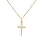 HECHENG,High Quality Crystal Shiny Zirconia Cubic Zircon Necklace Pendant Cross Jesus Christ Gold Colour Jewelry Gift for Women