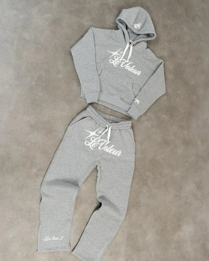 Oversized Sakura Cherry Blossom Tree Hoodie Pants Set Gray Tracksuit with Japanese Floral Design Trendy Y2K Streetwear Fashion