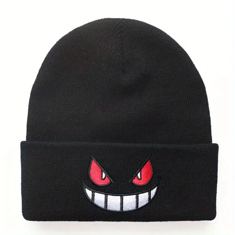 Mouth Eyes Embroidery Elasticity Cartoons Beanie Winter Keep Warm Fashion Autumn Crimping Woman Men Knitted Hat Skull Cap