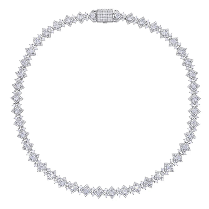 2026 New Iced Out Bling CZ Charm Necklace Silver Color Cubic Zirconia Tennis Chain For Women Men Hip hop Jewelry