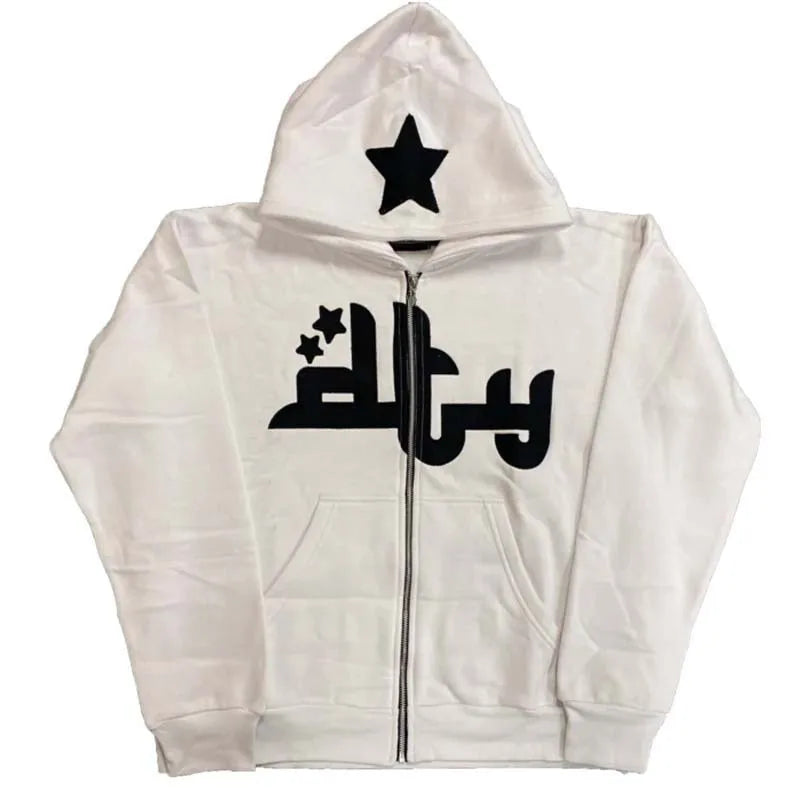 Hoodies Man American Retro Letter Printed Y2k Women Harajuku Long Sleeve Oversized Hooded Sweatshirts Y2K Casual Jacket Coats