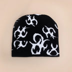 Personal European Style Pattern Wool Knitted Hats Autumn and Winter New Niche Warm Hip Hop Versatile Skate Fashion ins Beanies
