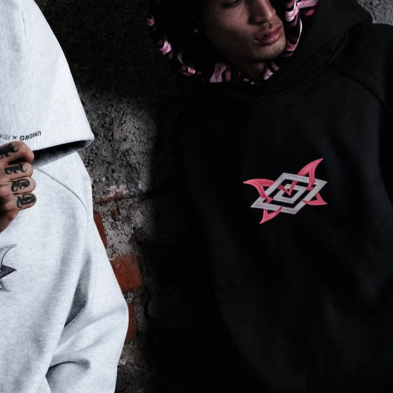 European and American street fashion punk hip-hop style men's Y2K Gothic Harajuku hooded pullover loose pants sports suit