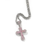Trend Cross Pendant Necklaces Fashion Hip Hop Rapper's Iced Out Zirconia Stainless Steel Rope Chain on Neck HommeJewelry OHP141