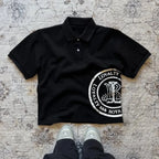 Men's Summer Retro American-style Trendy Men's Short-sleeved Polo Shirt with Letter Print Dark Street Style Outfit
