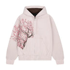 Harajuku Plum Tree Embroidered Oversized Pink Zipper Hoodies For Men and Women Y2K New Gothic Fashion Retro Street Sweatshirts