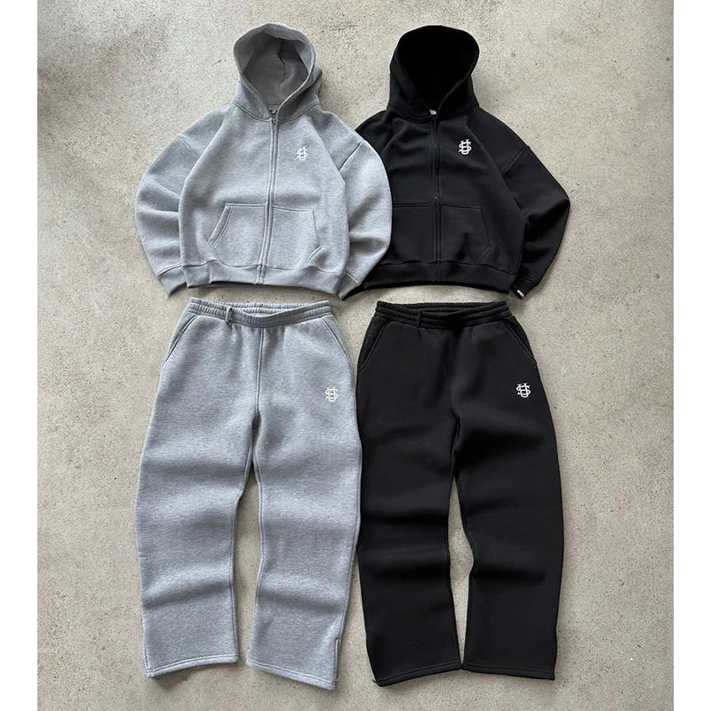 Warm Men's Sportswear Hoodie Solid Color Hooded Sweater Loose Fleece Pullover Sportswear Dark Blue Y2K Plus Thick Street Fashion