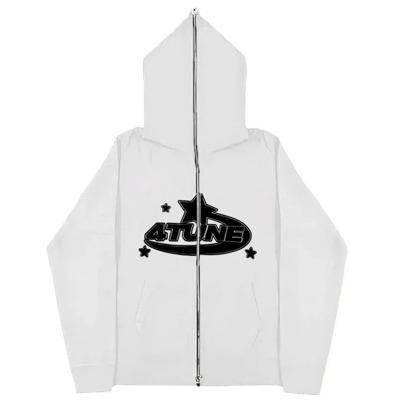 Dark Sport Hoodie Zipper Men's Large Size Couple Gothic Harajuku Streetwear Printed Loose Fit Long Sleeve Sweatshirt