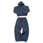 American Y2K Casual Zipper Hoodie Sweatpant Two Piece Set HipHop Oversized Printed Sweatshirts Tracksuits Men Women Casual Pants
