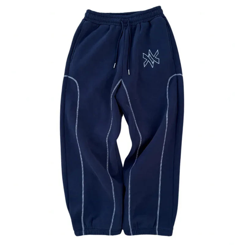American Y2K Casual Zipper Hoodie Sweatpant Two Piece Set HipHop Oversized Printed Sweatshirts Tracksuits Men Women Casual Pants