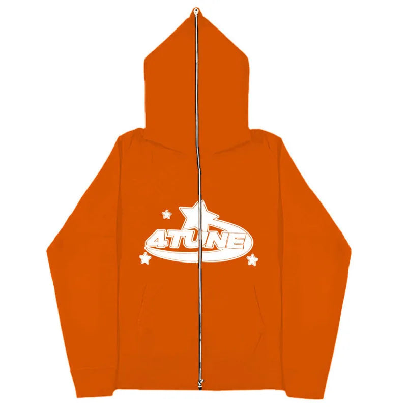 Dark Sport Hoodie Zipper Men's Large Size Couple Gothic Harajuku Streetwear Printed Loose Fit Long Sleeve Sweatshirt