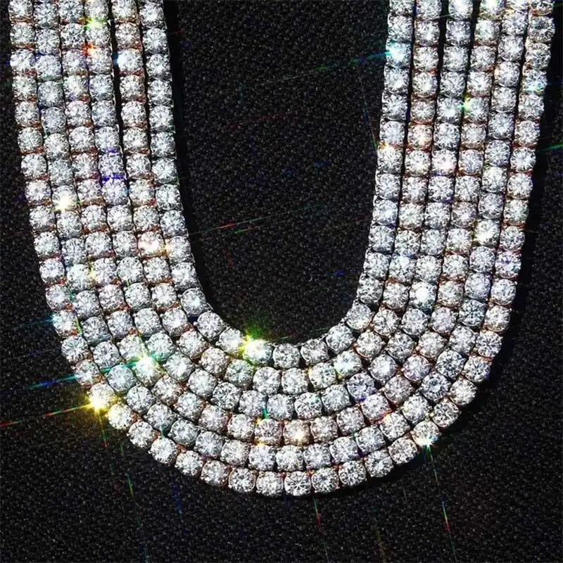 3Mm-5Mm Iced Out Bling 5A Cubic Zirconia1 Row Tennis Chain Necklace Men Hip Hop Jewelry 5A Men And Woman Necklace Drop Shipping