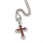 Trend Cross Pendant Necklaces Fashion Hip Hop Rapper's Iced Out Zirconia Stainless Steel Rope Chain on Neck HommeJewelry OHP141