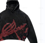 2022 high street style sweater hoodie red bloody hand print hoodie new men's and women's top punk print