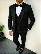 3pcs Men'S Slim Fit Groomsmen Suit | Purple Jacket, Vest, Pants with Non-Stretch Fabric and Color Block Pattern