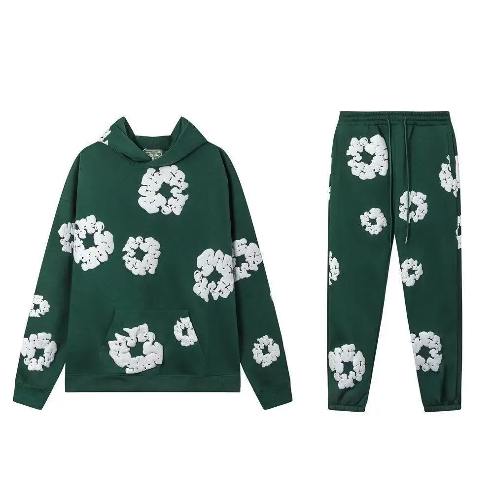 2026New brand hot sale New fashion foam print hoodie, European and American fashion men's sports suit, lovers' same suit