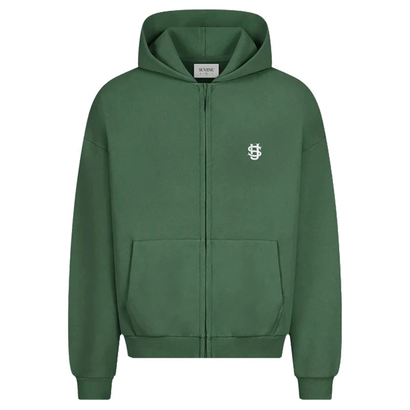 Warm Men's Sportswear Hoodie Solid Color Hooded Sweater Loose Fleece Pullover Sportswear Dark Blue Y2K Plus Thick Street Fashion