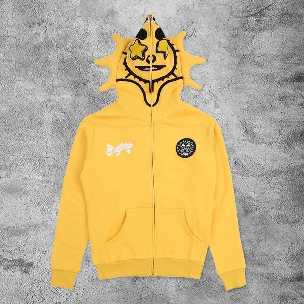 Skeleton Print Hoodie Cosplay Costume Zipper Jacket Long Sleeve Top Causal Hooded Sweatshirt Fashion Streetwear for Adult