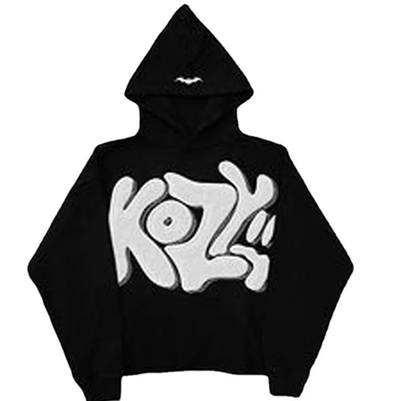 Hoodies Man American Retro Letter Printed Y2k Women Harajuku Long Sleeve Oversized Hooded Sweatshirts Y2K Casual Jacket Coats