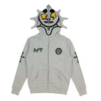 Skeleton Print Hoodie Cosplay Costume Zipper Jacket Long Sleeve Top Causal Hooded Sweatshirt Fashion Streetwear for Adult
