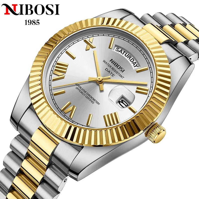 NIBOSI Brand Luxury Quartz Watches For Men Fashion Date Display Luminous Fashion Stainless Steel Men's Watch relogios masculino