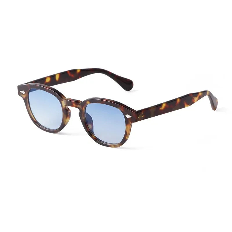 Vintage Fashion Shell Round Sunglasses Women Men Brand Design Retro Rivet Yellow Blue Lens Square Sun Glasses Female UV400