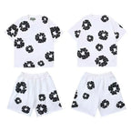 DENIM TEARS Summer Hot Selling European and American Fashion Hip Hop Printed Short Sleeve Set High Street Loose Sportswear