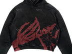 2022 high street style sweater hoodie red bloody hand print hoodie new men's and women's top punk print