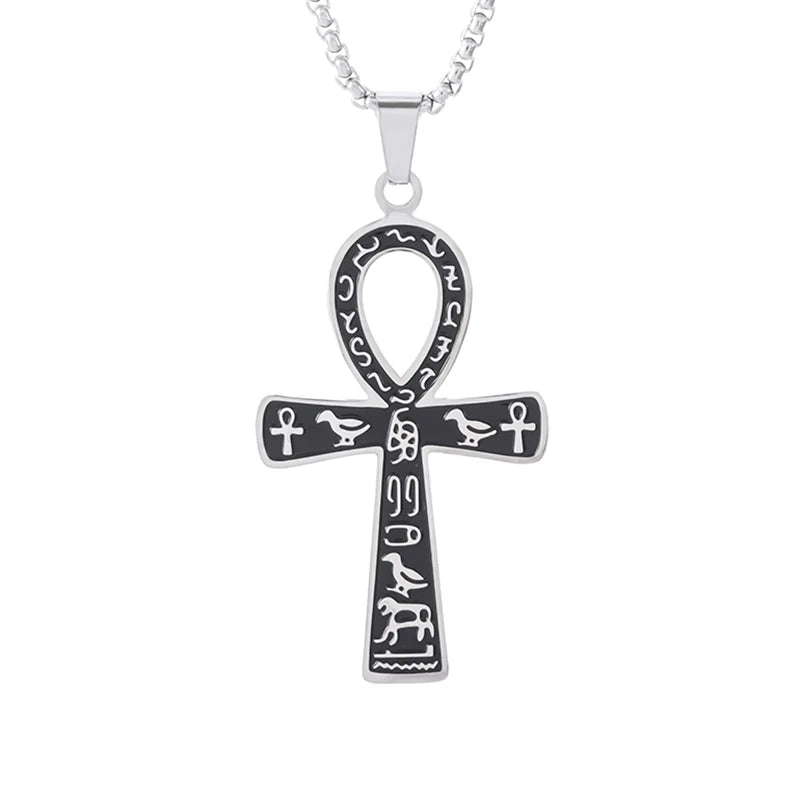 Shining Iced Out Ancient Egyptian God Eye of Horus Cross Pendant Necklace for Men and Women Hip Hop Trendy Amulet Jewelry Gift