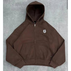 Warm Men's Sportswear Hoodie Solid Color Hooded Sweater Loose Fleece Pullover Sportswear Dark Blue Y2K Plus Thick Street Fashion
