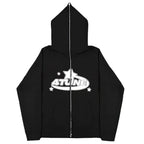 Dark Sport Hoodie Zipper Men's Large Size Couple Gothic Harajuku Streetwear Printed Loose Fit Long Sleeve Sweatshirt