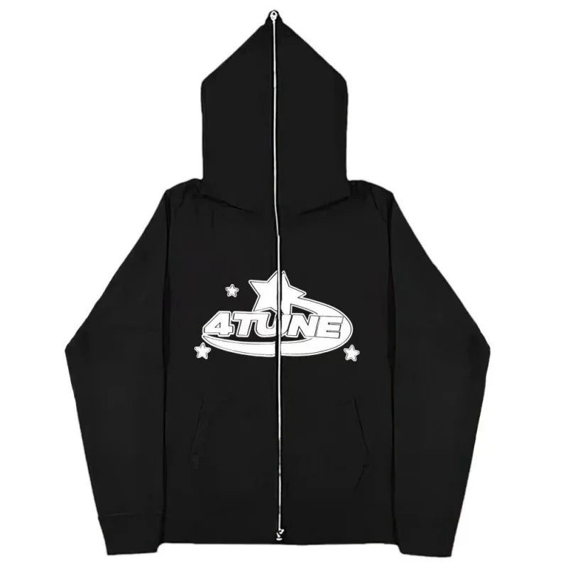 Dark Sport Hoodie Zipper Men's Large Size Couple Gothic Harajuku Streetwear Printed Loose Fit Long Sleeve Sweatshirt