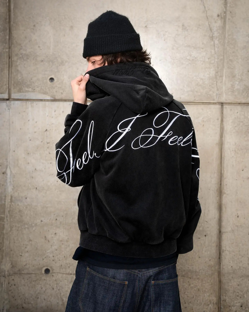 American retro black letter-printed hooded sweatshirt street fashion high street hot girl hip-hop rock grunge rock Harajuku punk
