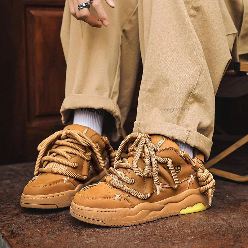 Women Shoes for Men Tennis Retro Y2K Punk Canvas Leather Skateboard Shoes Fashion Male Sneakers Couple Outdoor Sport Casual Shoe