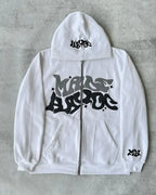 Zipper hooded sweatshirt with retro American letters suitable for men and women wearing Y2K jacket autumn/winter cardigan