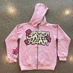 American Retro Star and Letter Printed Zip-up Hoodies Y2K Women / Men Spring Autumn Section Lazy Fashion Street Cardigan Jacket