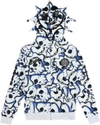 Skeleton Print Hoodie Cosplay Costume Zipper Jacket Long Sleeve Top Causal Hooded Sweatshirt Fashion Streetwear for Adult