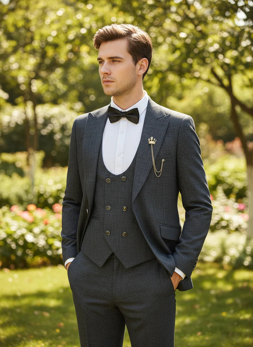 ST Cassy high quality full men's suits 3 pieces luxury Elegant Slim Fit Male Groom Wedding Party Dress Business Office costume