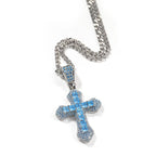 Trend Cross Pendant Necklaces Fashion Hip Hop Rapper's Iced Out Zirconia Stainless Steel Rope Chain on Neck HommeJewelry OHP141