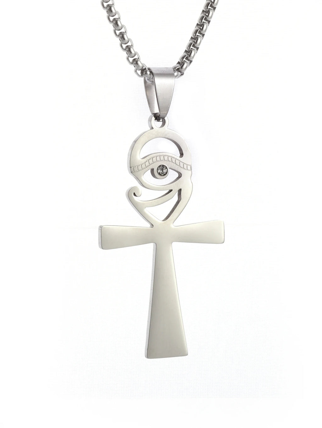 Shining Iced Out Ancient Egyptian God Eye of Horus Cross Pendant Necklace for Men and Women Hip Hop Trendy Amulet Jewelry Gift