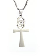 Shining Iced Out Ancient Egyptian God Eye of Horus Cross Pendant Necklace for Men and Women Hip Hop Trendy Amulet Jewelry Gift