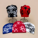 Personal European Style Pattern Wool Knitted Hats Autumn and Winter New Niche Warm Hip Hop Versatile Skate Fashion ins Beanies