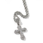 Trend Cross Pendant Necklaces Fashion Hip Hop Rapper's Iced Out Zirconia Stainless Steel Rope Chain on Neck HommeJewelry OHP141