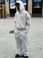 Solid Couple's Hooded Sweatshirt 2 Piece Set Casual Loose Sweatpants Suit Autumn Male Jogging Sweatshirt Trousers Outfits Suits